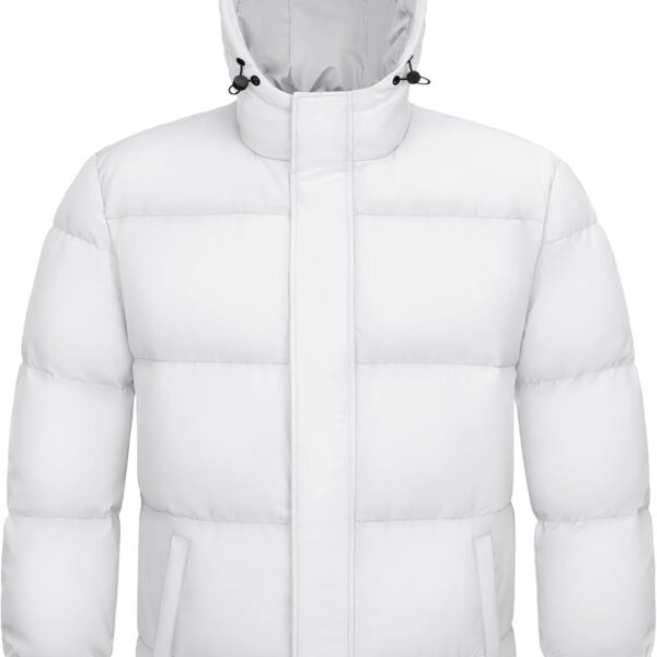 Mens Hooded Down Jacket Water Resistant Puffer Jacket Full Zip Up Windproof Winter Jacket with Zip Pockets