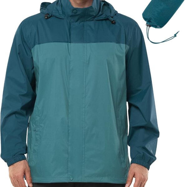 Men's Rain Jacket Waterproof Lightweight Packable Rain Shell Raincoat with Hood for Golf Hiking Travel