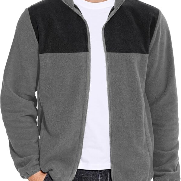 Men's Soft Fleece Jacket — Lightweight Full-Zip Coat, Casual Outdoor Warm Jacket/Outerwear with Pockets